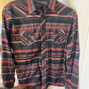 Rock & Roll Cowboy Black and Red Aztec snap Shirt boys XL